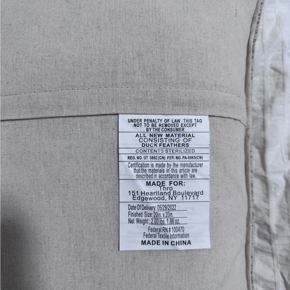 West Elm Natural Linen Duck Feather Pillow Set – 20x20 | NWOT | Elegant & Plush - Picture 5 of 5